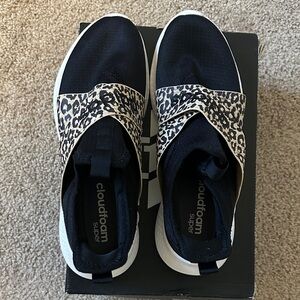 Adidas Women's Black and Animal Print Slip-On Sneakers